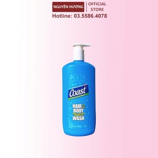 Sữa tắm dành cho nam coast hair & body 946ml của mỹ, sữa tắm gội coast 946ml có vòi