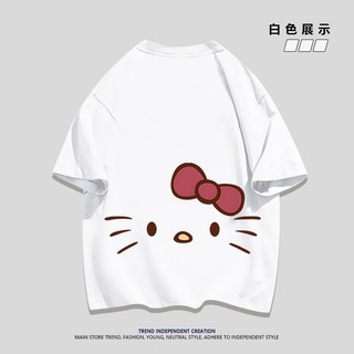 Áo thun ngắn tay cổ tròn in hình mèo Kelly hoạt hình ngọt ngào dành cho nữ mùa hè dáng rộng thiết kế Hàn Quốc hàng đầu