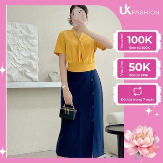 Áo Sơ Mi Bo Gấu Vạt Cổ UK Fashion Chất Lụa Cao Cấp, Mềm Mát UKSM2306011