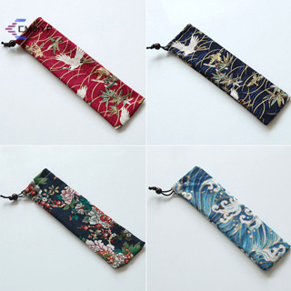 [Cminyp] Túi đựng dao kéo phong cách Nhật Bản Túi dây rút du lịch có thể tái sử dụng cho bộ đồ ăn nhà bếp Nĩa, Thìa, Đũa tre, Bàn chải làm sạch mới