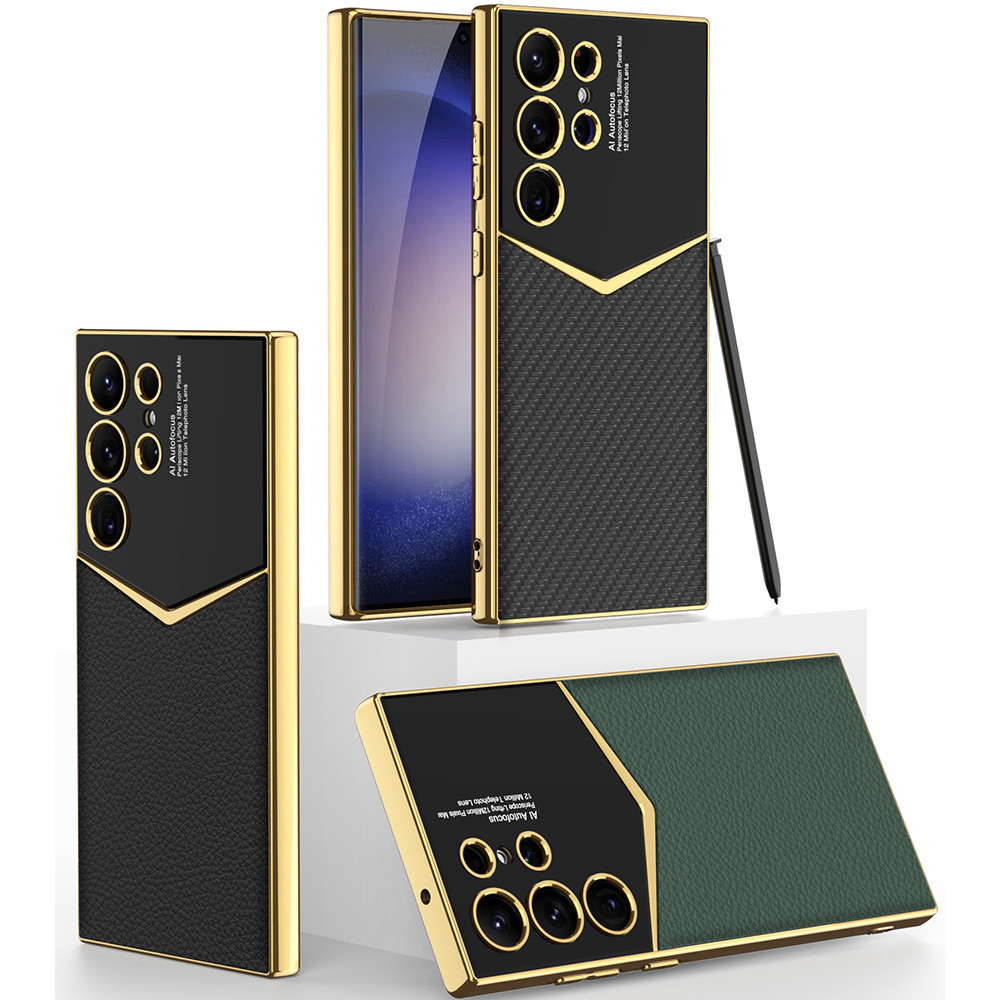 Ốp điện thoại bằng da sang trọng mạ TPU mềm cho Samsung Galaxy S24 S23 Ultra Bao gồm tất cả Ốp điện thoại bảo vệ chống sốc