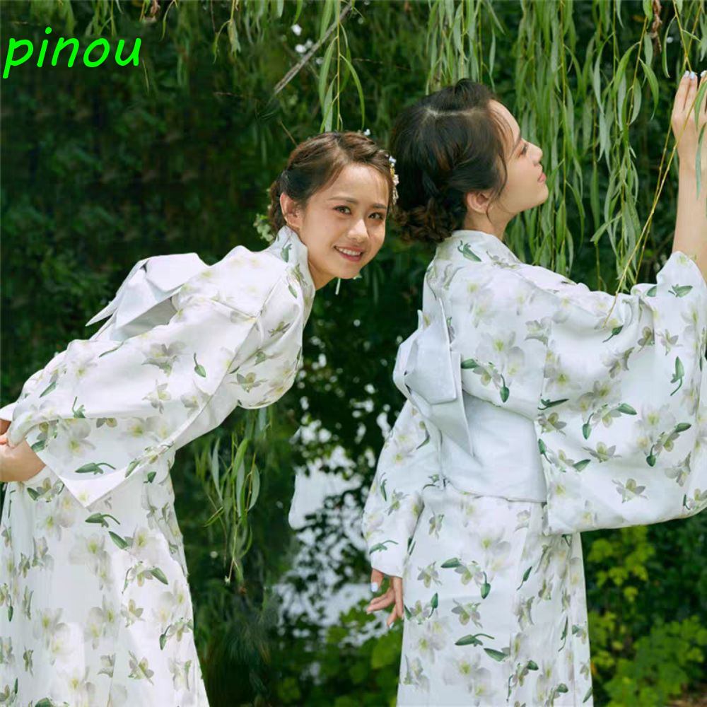 Poou Kimono truyền thống Nhật Bản, in hoa phong cách Nhật Bản Sakura Girl Kimono Dress, Kimono mới s