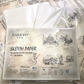 Giấy vẽ chì Takeyo 160gsm túi 20 tờ vẽ chì,phác họa,marker