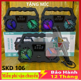 Loa bluetooth hát karaoke skd -106 tặng kèm mic nghe nhạc loa bluetooth mini bảo hành 12 tháng loa hát karaoke - deli