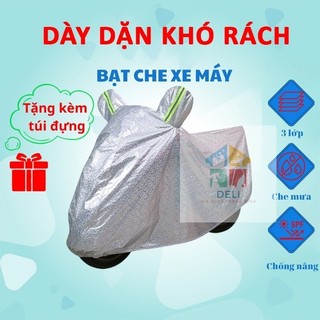 Bạt Phủ Xe MáyBạt Trùm Xe Máy Vải Dù Tráng Nhôm 3 Lớp, Có Lớp Lót Chống Xước Xe, chống nắng, chống nóng, che mưa - DELI