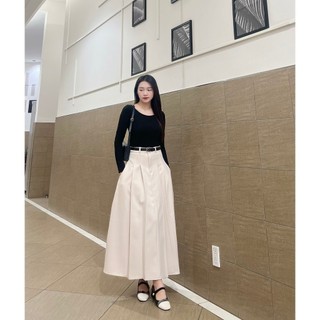 Chân váy hạ ly eo dài 90cm , chân váy xếp ly dáng dài cạp cao lên form xinh