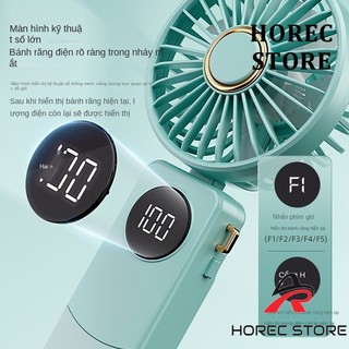 Quạt cầm tay Mini Sạc USB Màn hình kỹ thuật số Có thể gập lại Quạt nhỏ di động treo cổ