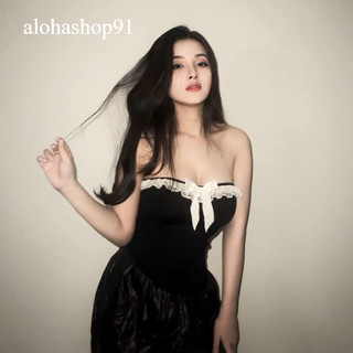 Áo ống cúp ngực phối ren, áo quây cúp ngực đính nơ xinh alohashop91