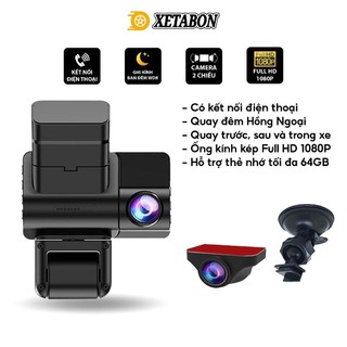 Camera hành trình xetabon 4taxi pro 3 mắt, ghi hình 2k, có kết nối điện thoại, cam lùi full hd