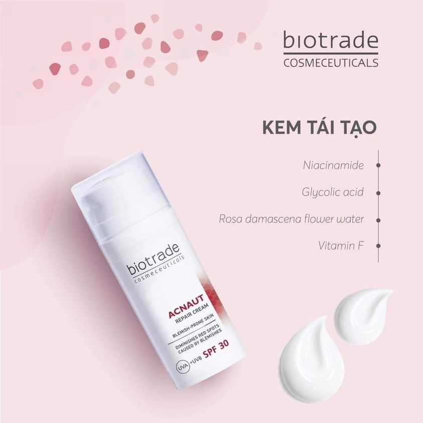 Kem dưỡng tái tạo kiêm kem chống nắng cho da dầu mụn Biotrade Acnaut Repair Cream SPF30