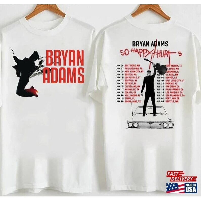 2024 bánh quế cho bạn bè 2 mặt Bryan Adams So Happy Hurts Tour xs-3xl Áo sơ mi ngày