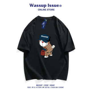 Wassup VẤN ĐỀ Phong Cách Mới Dạo Phố Áo Thun Cotton Nguyên Chất Hợp Thời Trang Phù Hợp Với Áo Ngắn Tay Thường Ngày