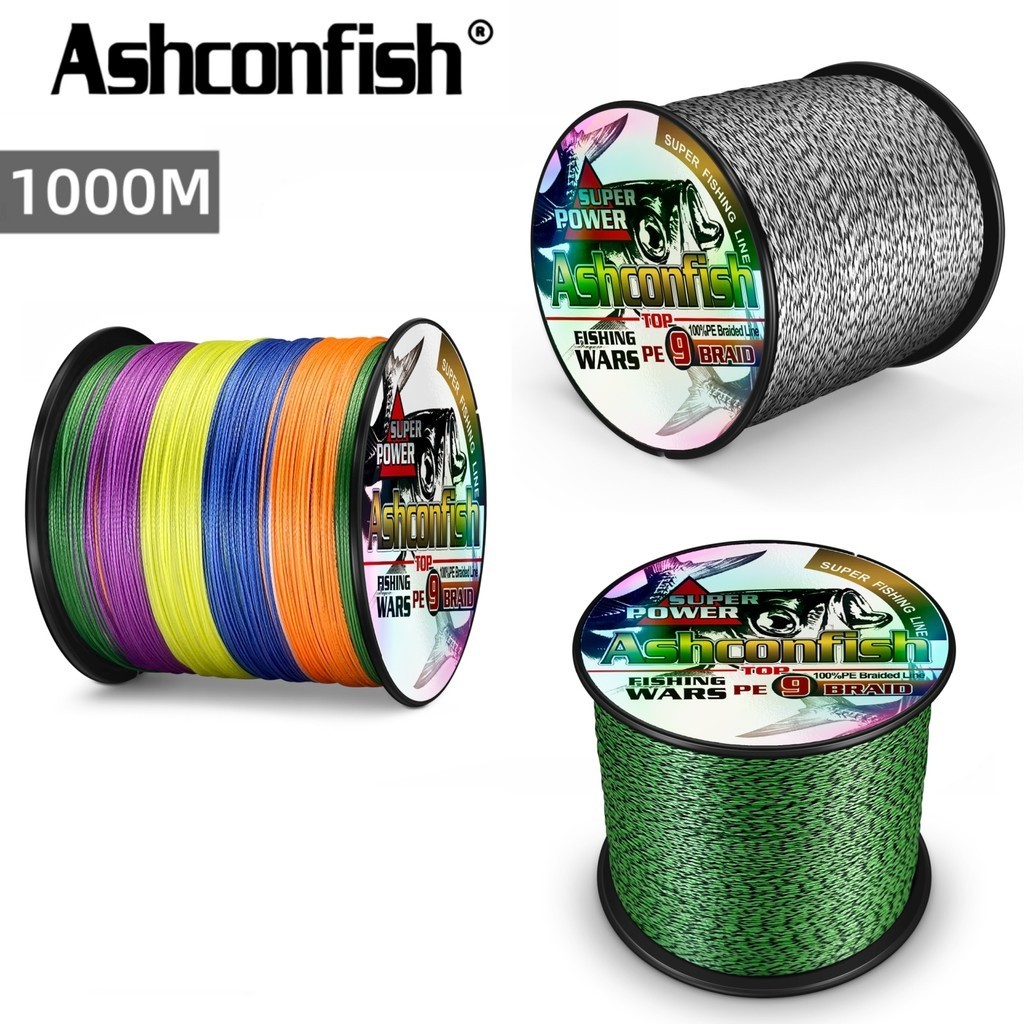 Ashconfish 9 Sợi 1000M Dây Câu Bện X9 Sợi PE Multifiber Nhiều Màu Đen + Trắng / Vàng Điểm Dòng