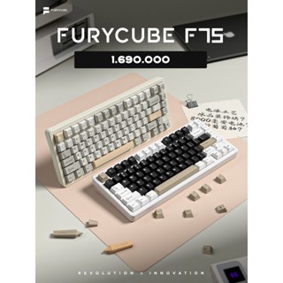 Bàn phím cơ Furycube F75 - Khung nhôm CNC núm xoay cao cấp 3 chế độ kết nối, RGB, mạch xuôi, tạ đáy