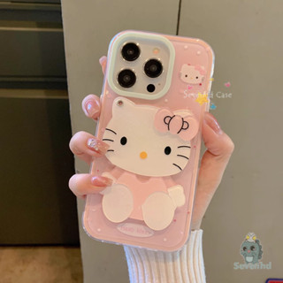 Vỏ Gương KT + Dây Buộc Tương Thích Cho iPhone 11 6s Plus 16 15 14 13 12 Pro Max Xr X Xs Max 7 8 6 Vỏ Điện Thoại Mèo Con Dễ Thương + Dây Xích Silicon Mềm Bảo Vệ Trong Suốt