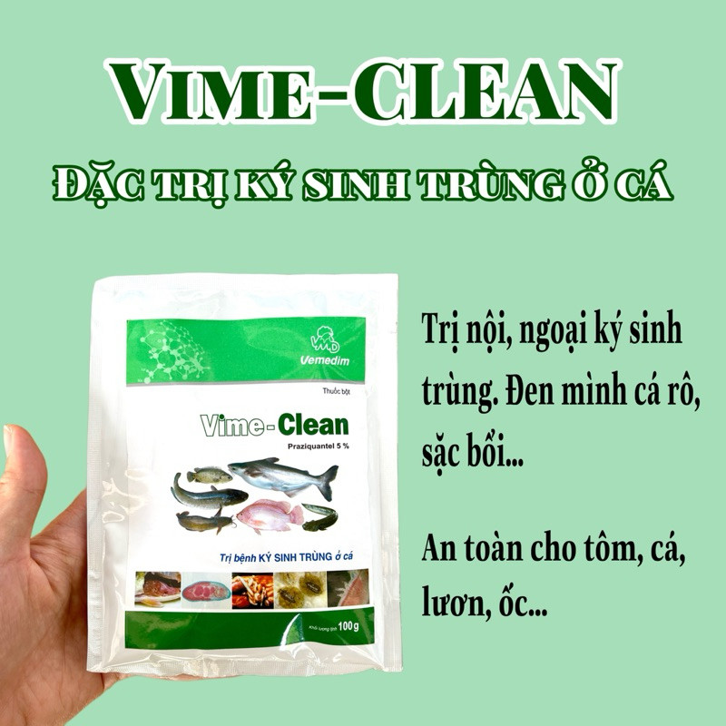 Vime-Clean 100g loại bỏ ký sinh trùng ở cá, tôm, lươn, ốc…