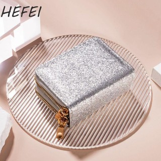 Ví sáng bóng đầy sao HEFEI, Túi đựng thẻ nữ màu trơn sang trọng, Thiết kế mới Khe cắm nhiều thẻ có khóa kéo đôi Ví đựng tiền xu Hộp đựng thẻ Accordion Girls