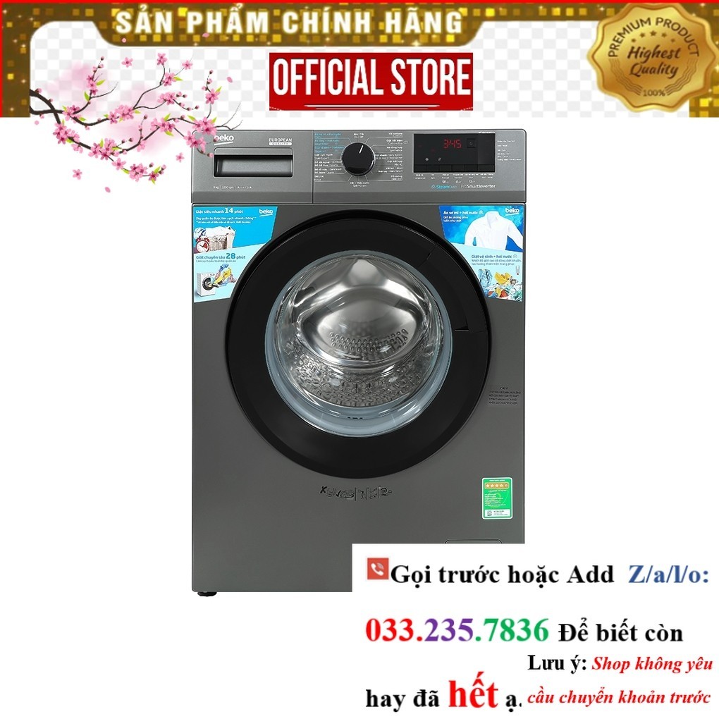 Máy giặt Beko Inverter 9 kg WCV9614XB0STM - Cửa trước, Lồng ngang, Xám