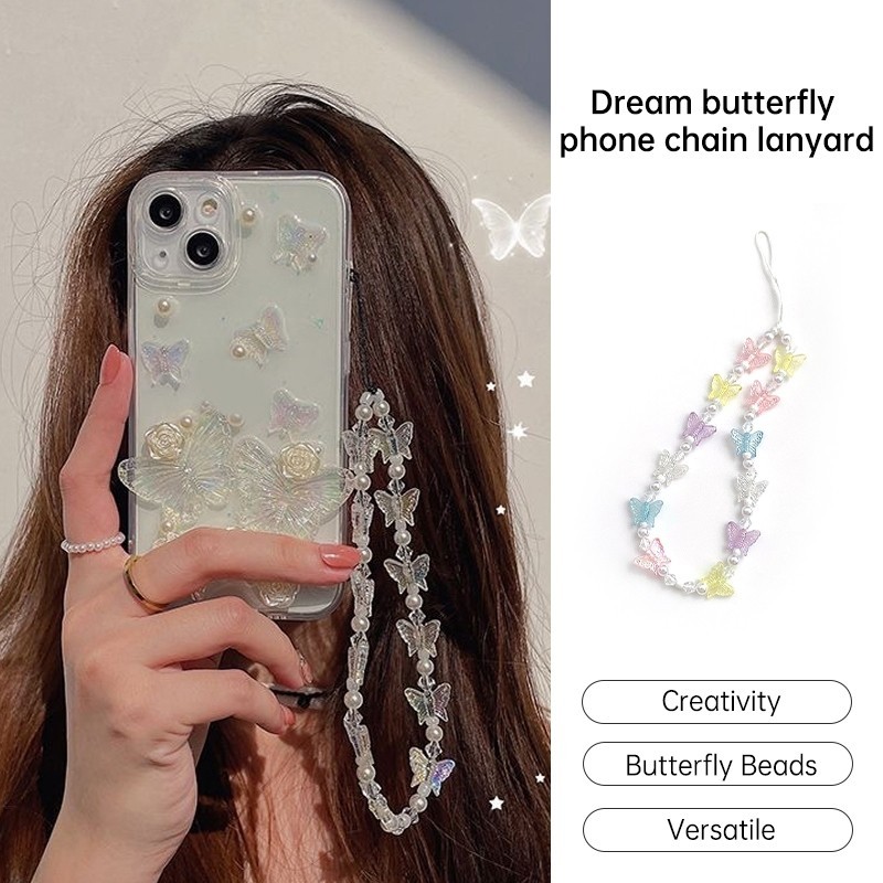 Pha lê Bướm Điện thoại Vòng đeo điện thoại Dây buộc Airpods Dây buộc Chìa khóa Dây buộc Điện thoại Trang trí Ngăn-BA | BigBuy360 - bigbuy360.vn