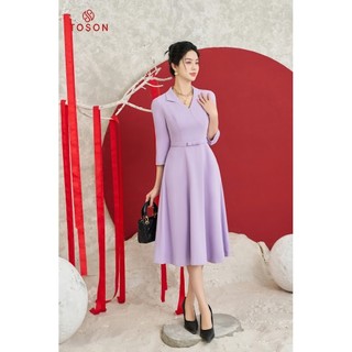Đầm tím xòe, eo đính nơ 49970T13