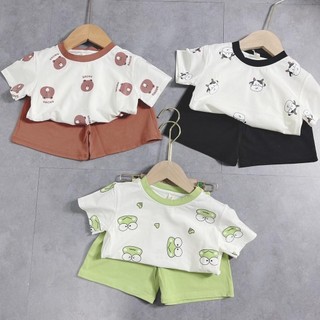 (Tiemdochobe) Bộ cổ tròn hình thú cute cho bé 8-15kg  Cotton  Thoáng khí