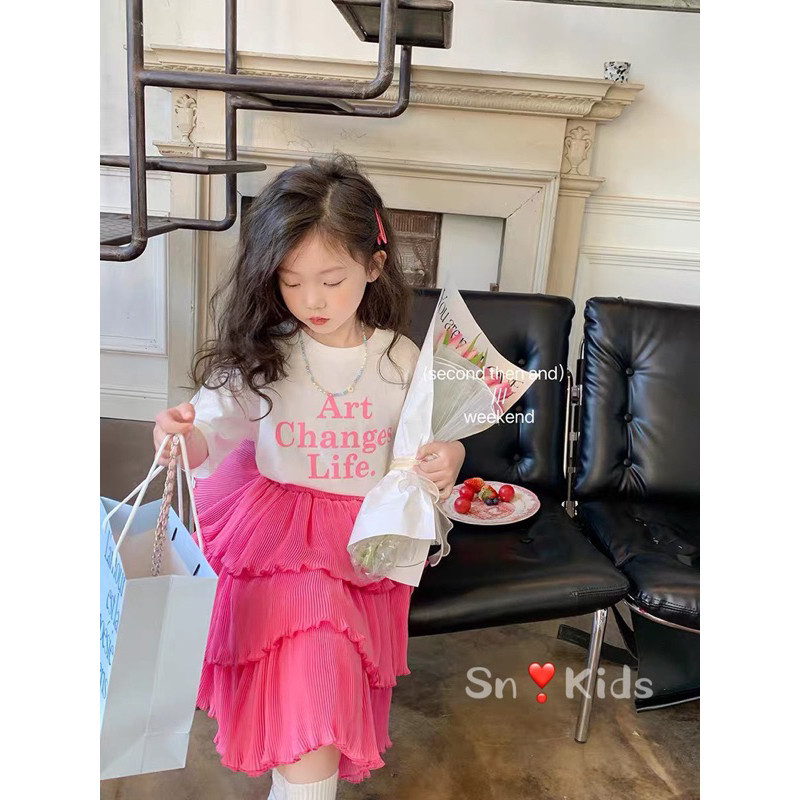 Set áo Art cv hồng cho bé gái