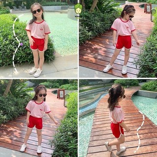 Đồ Bộ Cộc Tay Bé Gái KIMCHIBABY Vải Cotton 4C Mịn Mát Hình Thêu Hoa Quả, Bộ Quần Áo Cho Bé Mặc Nhà CK418