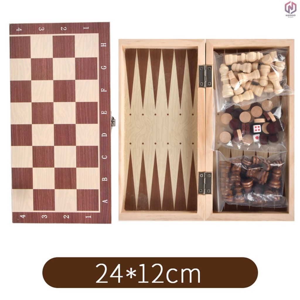 Bộ cờ vua bằng gỗ Bộ di động Bộ cờ vua 3 trong 1 bằng gỗ di động Bộ cờ vua trẻ em trong 1 Bộ cờ vua bằng gỗ