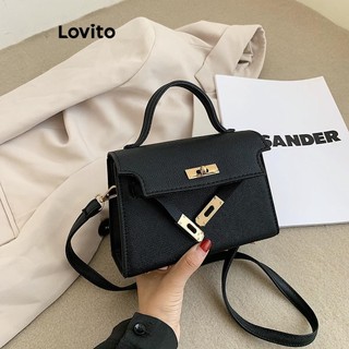 Túi đeo vai nhỏ Lovito ổ khóa vuông Kelly sang trọng màu trơn thanh lịch cho nữ LFA08606 (Màu kaki/nâu/trắng/đỏ/đen)