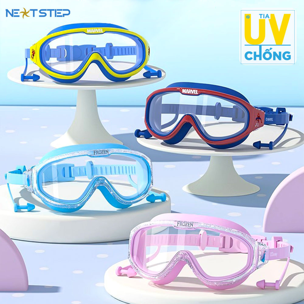 Kính bơi trẻ em DISNEY kèm nút bịt tai chống nước chống mờ silicon mềm mại cho bé từ 3 đến 14 tuổi