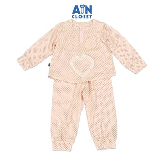 Bộ quần áo dài bé gái họa tiết bi nhí hồng thun lụa - aicdbgjaqtpo - ain closet