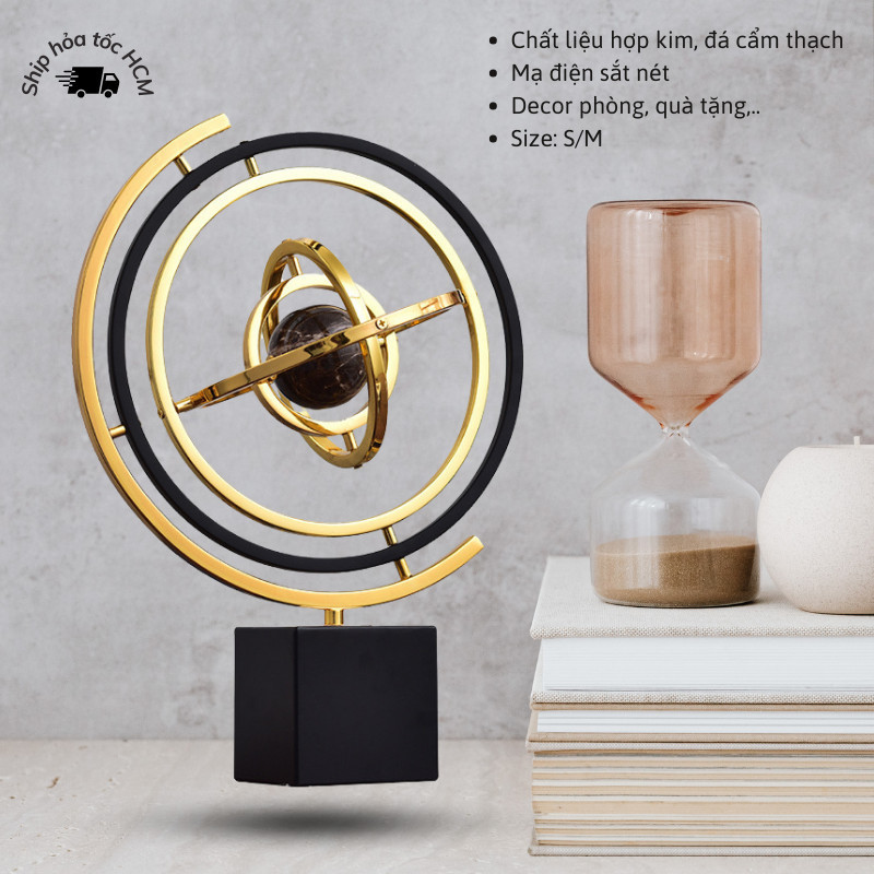 Mô Hình Decor Địa cầu Lily's decor house Chất liệu Hợp kim đá cẩm thạch đế xoay 360 độ trang trí văn