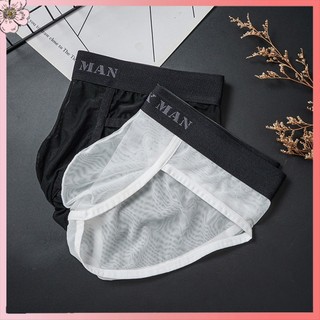 Oto gợi cảm nam băng lụa sheer quần đùi quần lót quần lót lưới bulge túi quần lót