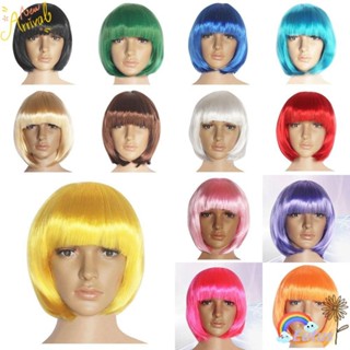 Bộ tóc giả ngắn thẳng bằng sợi tổng hợp 14 màu tuỳ chọn hóa trang halloween cho nam nữ