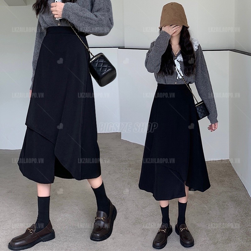 Chân váy dáng dài Bigsize chân váy nữ lưng cao cạp cao chữ a mùa xuân hè Phong cách Hàn Quốc Thời Trang sang chảnh cá tính xinh đẹp quảng châu cao cấp