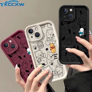 Cặp đôi Ốp lưng chống sốc hình gấu Pooh dễ thương Tương thích cho Huawei Mate 60 Mate 50 Mate 40 Pro P40 P30 Pro Vỏ mềm mắt thiên thần Graffiti dễ thương