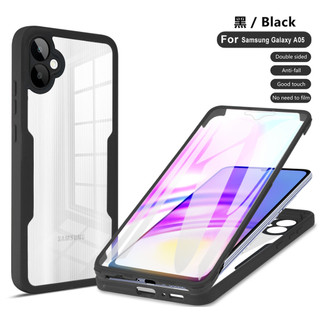 Ốp lưng trong suốt bảo hiểm toàn thân 360 độ cho Samsung Galaxy A05 A05S Silicon mềm lưng cứng bảo vệ chống sốc Vỏ điện thoại di động
