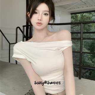 Salty&sweet store áo phông áo thun nữ croptop baby tee ins fashion cổ điển korean wtx24402mc 14z240403
