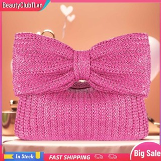 【Giao hàng từ Hà Nội Túi xách nữ đi biển có nơ rơm dạ hội tiệc cưới nữ