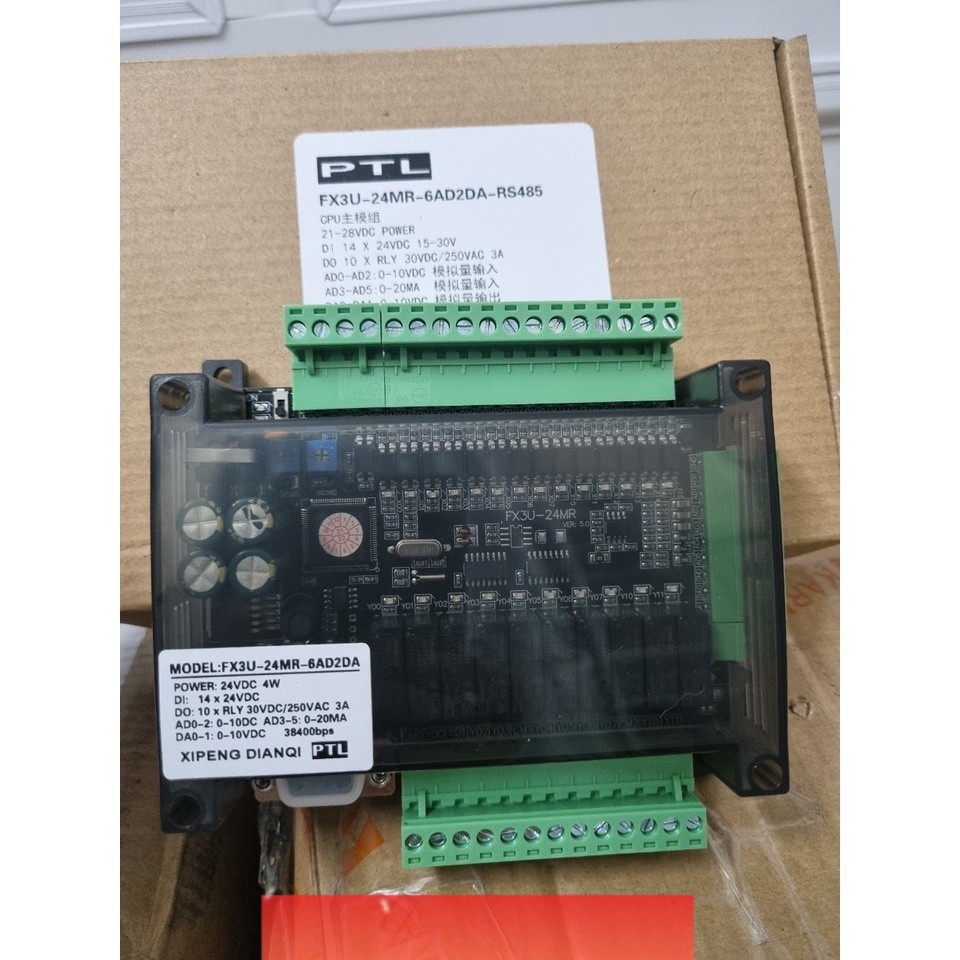 Bộ Lập Trình PLC FX3U-24MT-6AD2DA | FX3U-24MR Board | 6AD/2DA 0-10V/20mA | RS485/232 RTC | PTL FK3U 