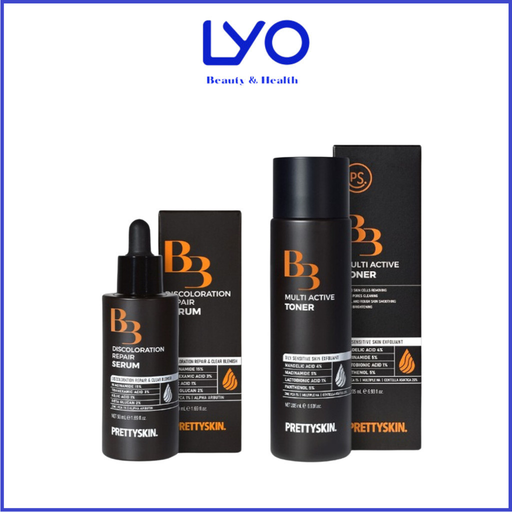 Nước Hoa Hồng & Tinh Chất Prettyskin B3 Discolororation Repair Serum/B3 Multi Active Toner Hàn Quốc
