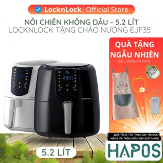 Nồi chiên không dầu điện tử 5,2L LocknLock Chính hãng, Kèm chảo nướng bánh EJF357BLK 1800W - HAPOS OFFICIAL