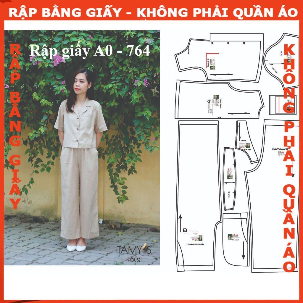 Rập  mã 764 rập bộ quần suông lưng thun