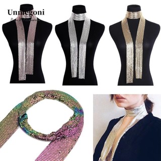 Unmegoni quàng cổ dài mỏng phối sequin hợp kim nhôm lấp lánh
