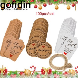 gofidin 100 thẻ giấy kraft kèm dây 20 mét dùng trang trí hộp quà làm đồ thủ công đa năng