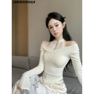 JINSHIHUI áo phông áo thun nữ croptop baby tee Comfortable Hàn Phong Đơn giản Thời trang WTX2410SVE 5Z240131