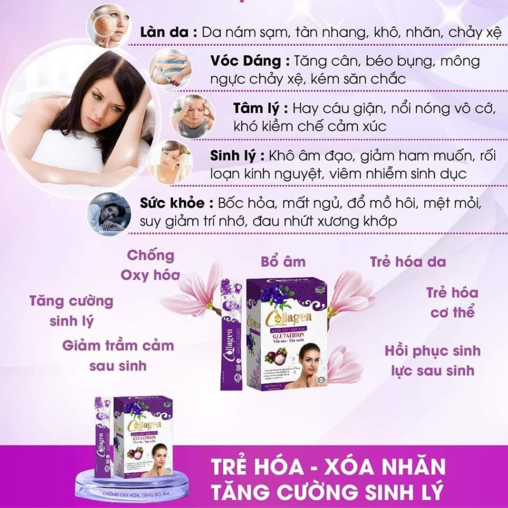 Collagen Măng Cụt Đậu Biếc, Collagen Zenpali Giảm Nám ,Tàn Nhang