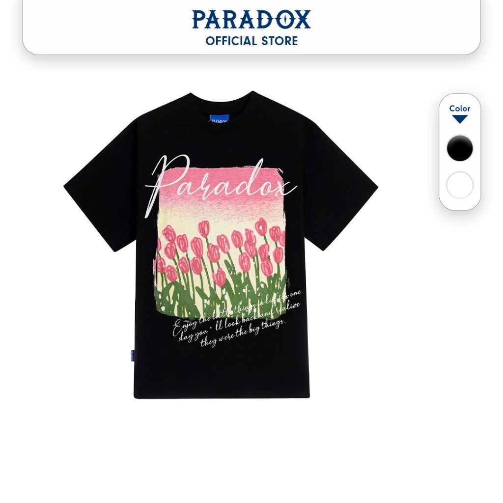 Áo thun form rộng Paradox tay lỡ - Unisex - In hình - ENJOY LIFE - Đen, Trắng