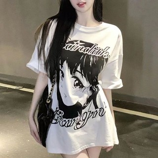 Jiashuchen 100% Cotton Hoạt Hình Cô Gái Áo Thun Nữ Mùa Hè Phù Hợp Với Rời Châu Âu Mỹ Preppy Phong Cách Sinh Viên Hàng Đầu Hợp Thời Trang