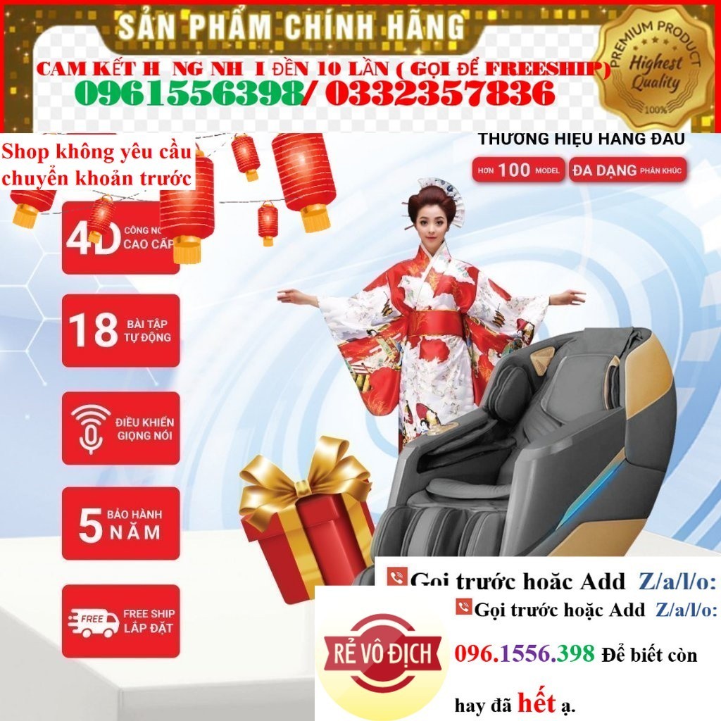 Ghế massage Okinawa OS 855, công nghệ massage 5D, bi con lăn di chuyển - <>